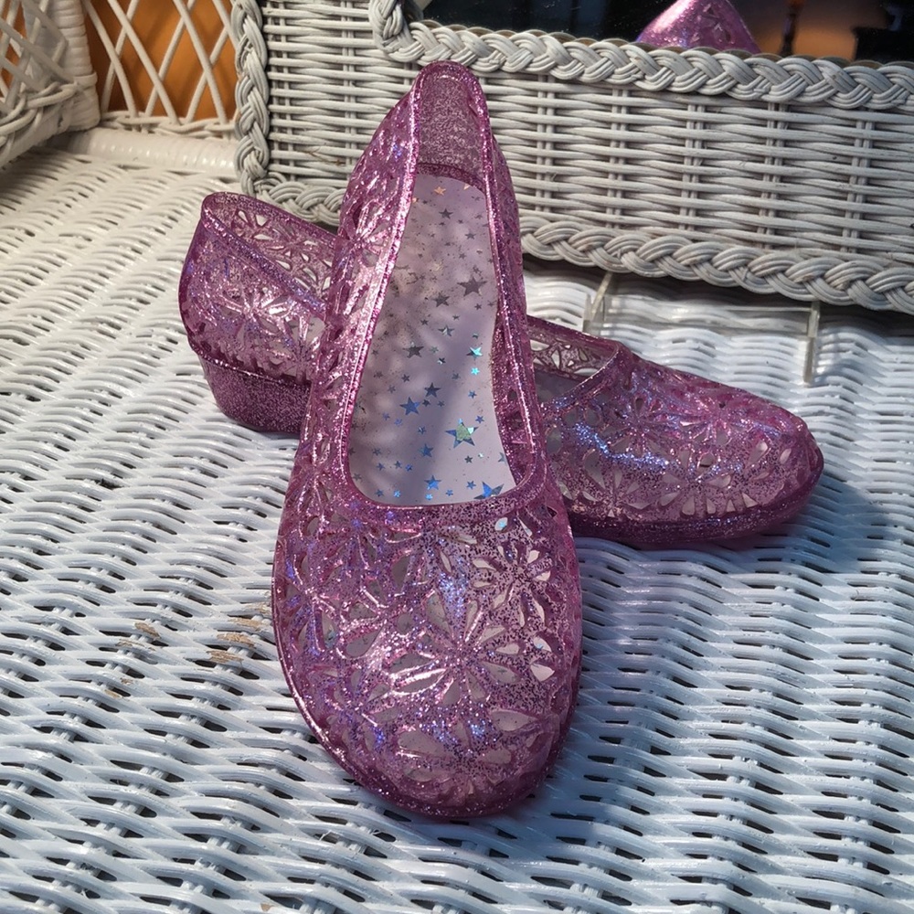 Girls size 2 Summer Jelly Shoes, pink Sparkling